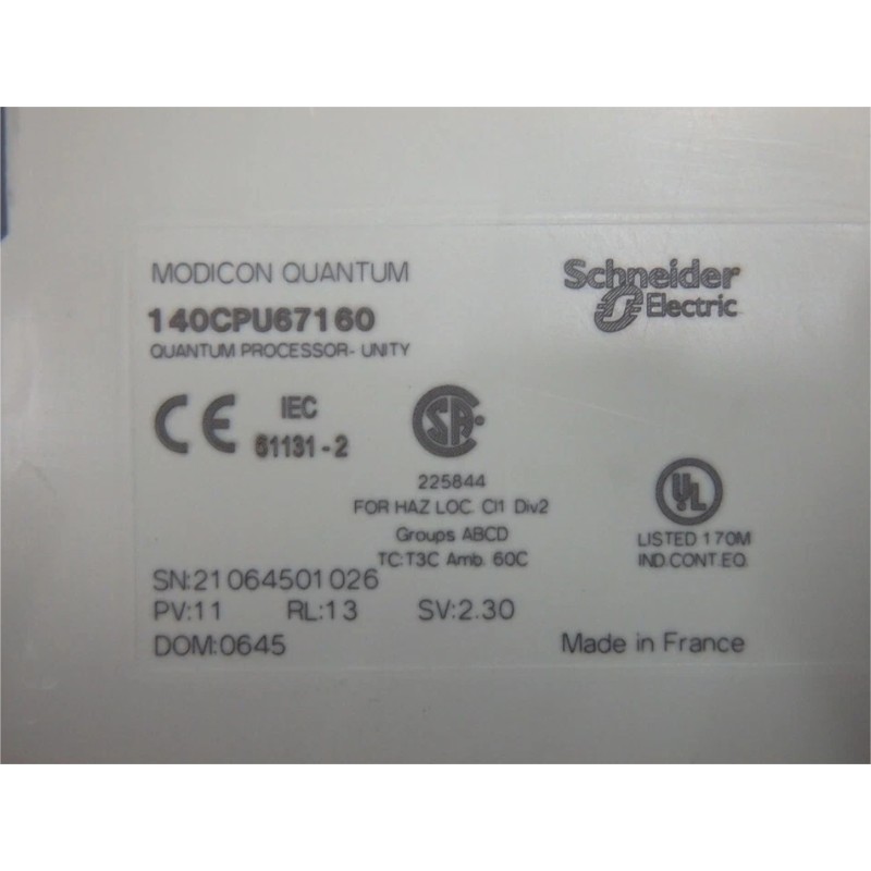 Schneider 140CPU67160 Unity Hot Standby Processor With Multimode Ethernet