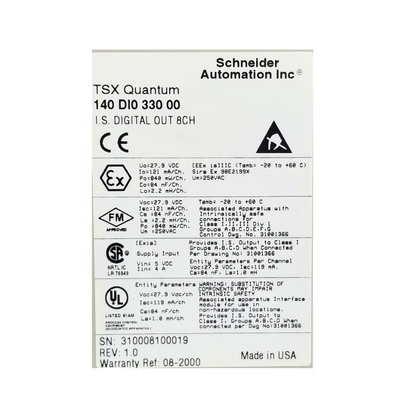 Schneider 140DIO33000C Intrinsically Safe Discrete Output Module