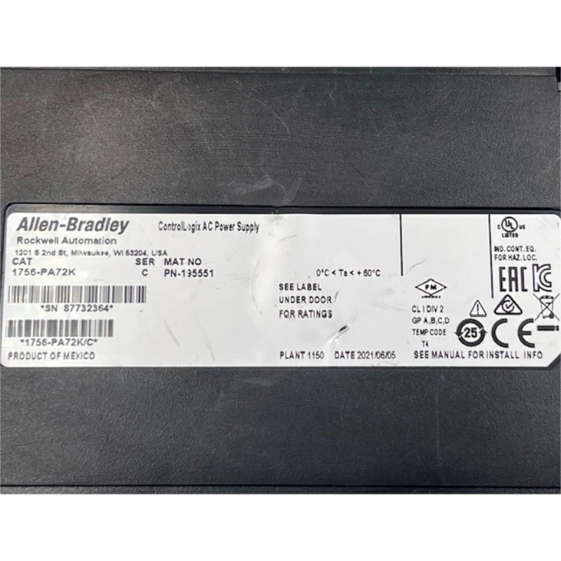 Allen Bradley 1756-PA72K ControlLogix AC Power Supply