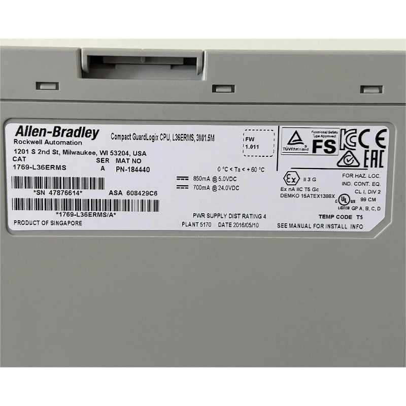 Allen Bradley 1769-L36ERMS Compact GuardLogix 5370 Ethernet Controller