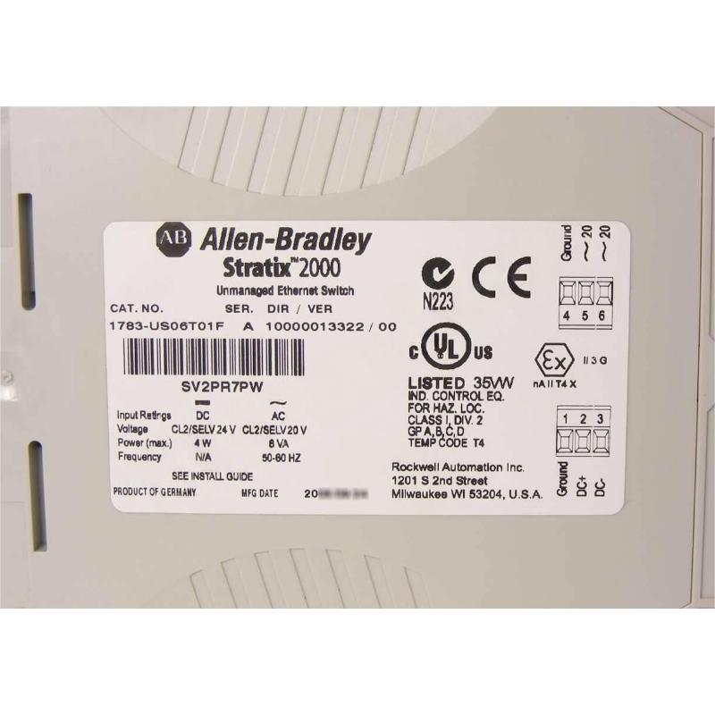 Allen Bradley 1783-US06T01F Stratix 2000 Unmanaged Ethernet Switches