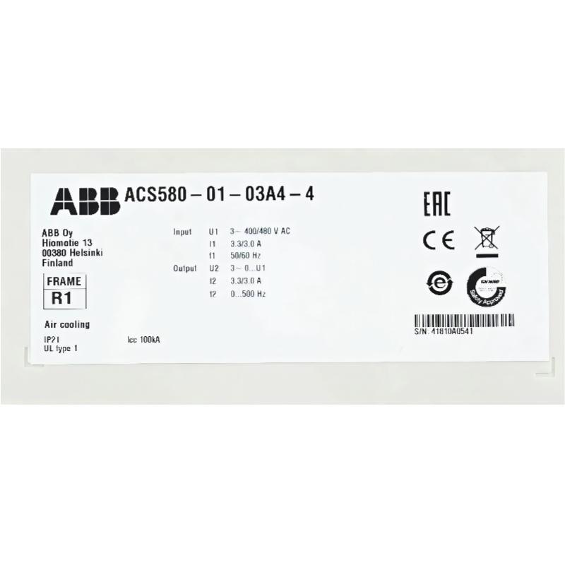 ABB ACS580-01-03A4-4 3ABD50000038938 Frequency Converter