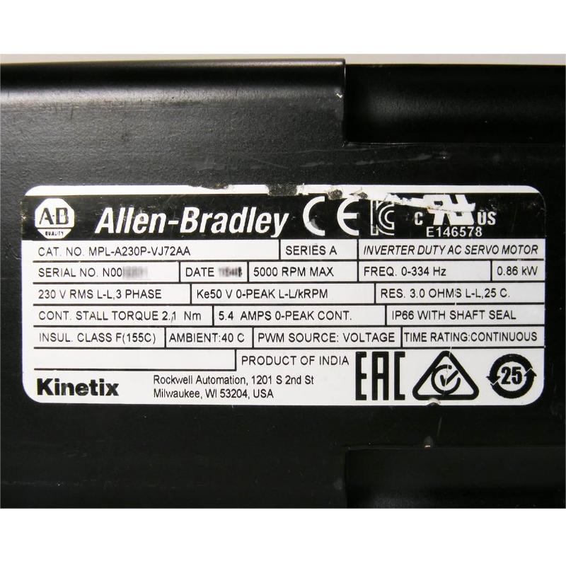Allen Bradley MPL-A230P-VJ72AA Servo Motor