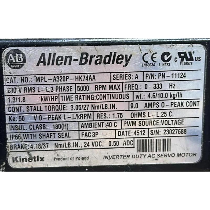 Allen Bradley MPL-A320P-HK74AA Servo Motor