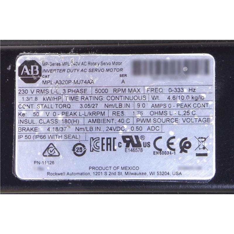 Allen Bradley MPL-A320P-MJ74AA Servo Motor