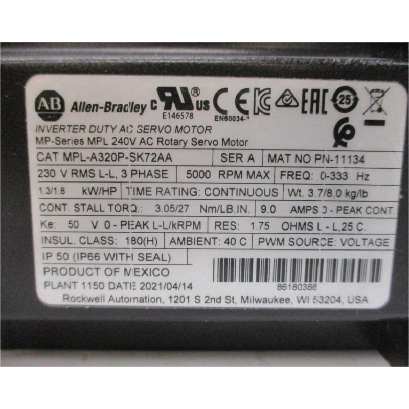 Allen Bradley MPL-A320P-SK72AA Servo Motor