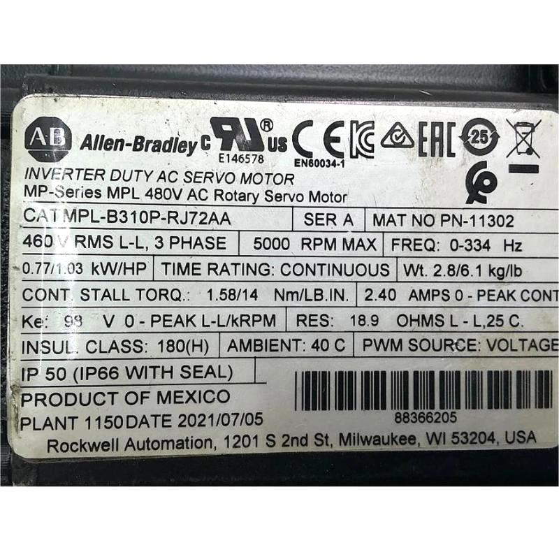 Allen Bradley MPL-B310P-RJ72AA Servo Motor