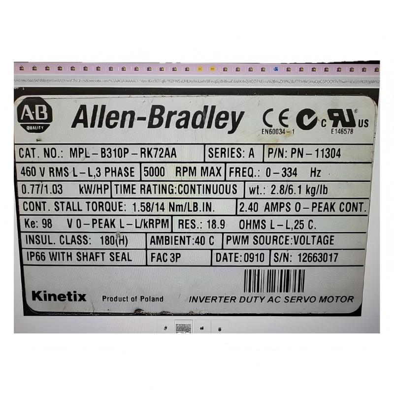 Allen Bradley MPL-B310P-RK72AA Servo Motor