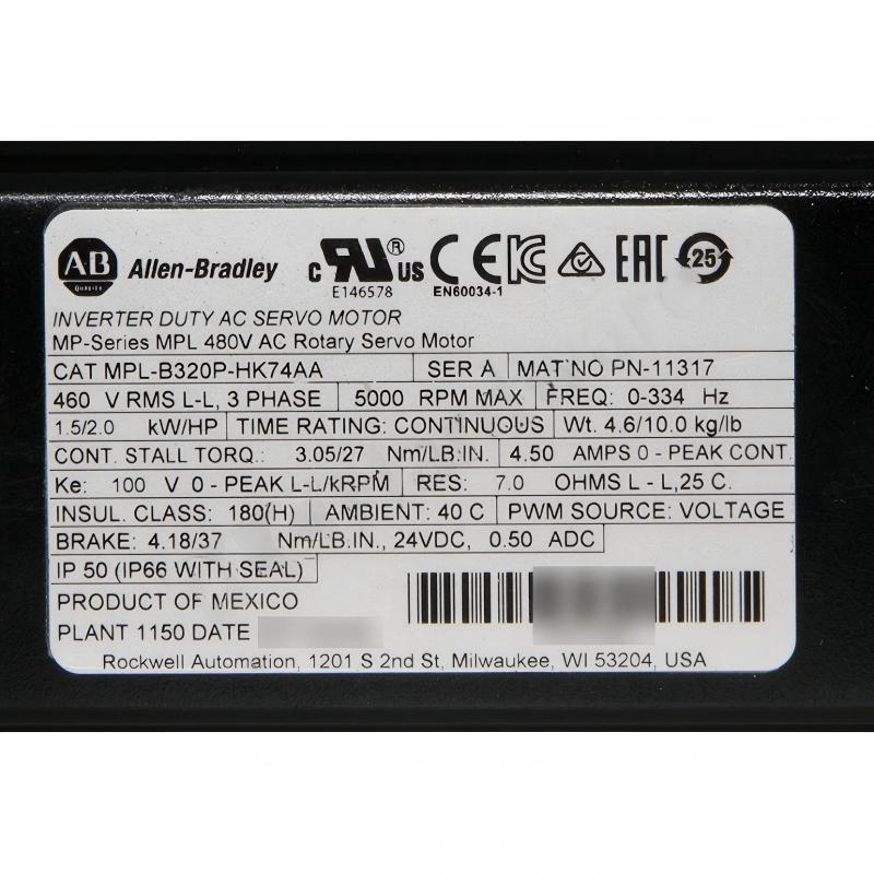 Allen Bradley MPL-B320P-HK74AA Servo Motor