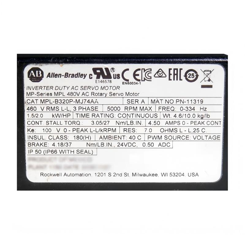 Allen Bradley MPL-B320P-MJ74AA Servo Motor