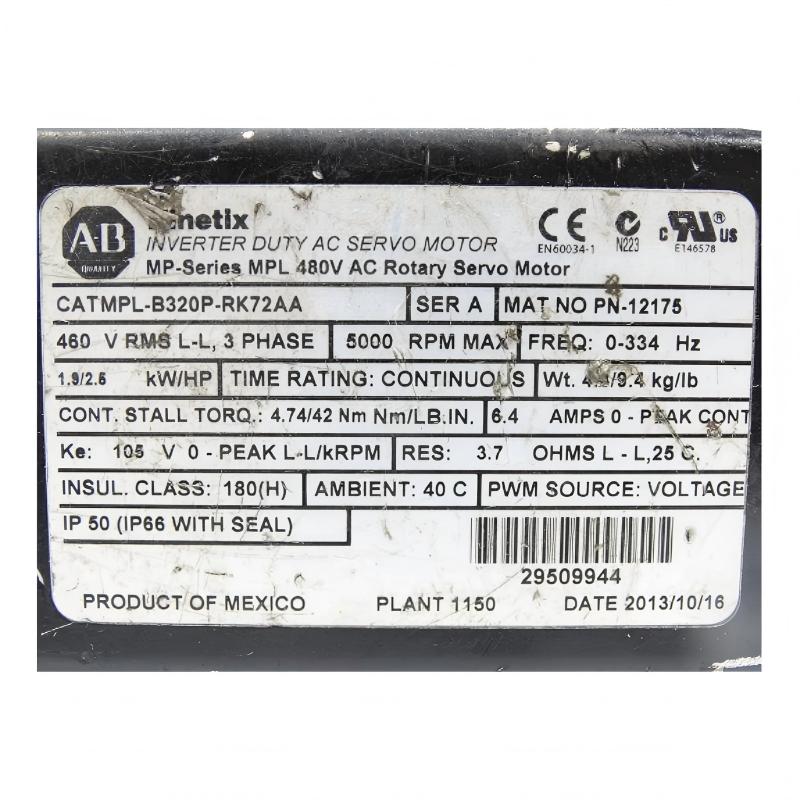 Allen Bradley MPL-B320P-RK72AA Servo Motor