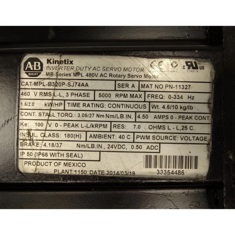 Allen Bradley MPL-B320P-SJ74AA Servo Motor