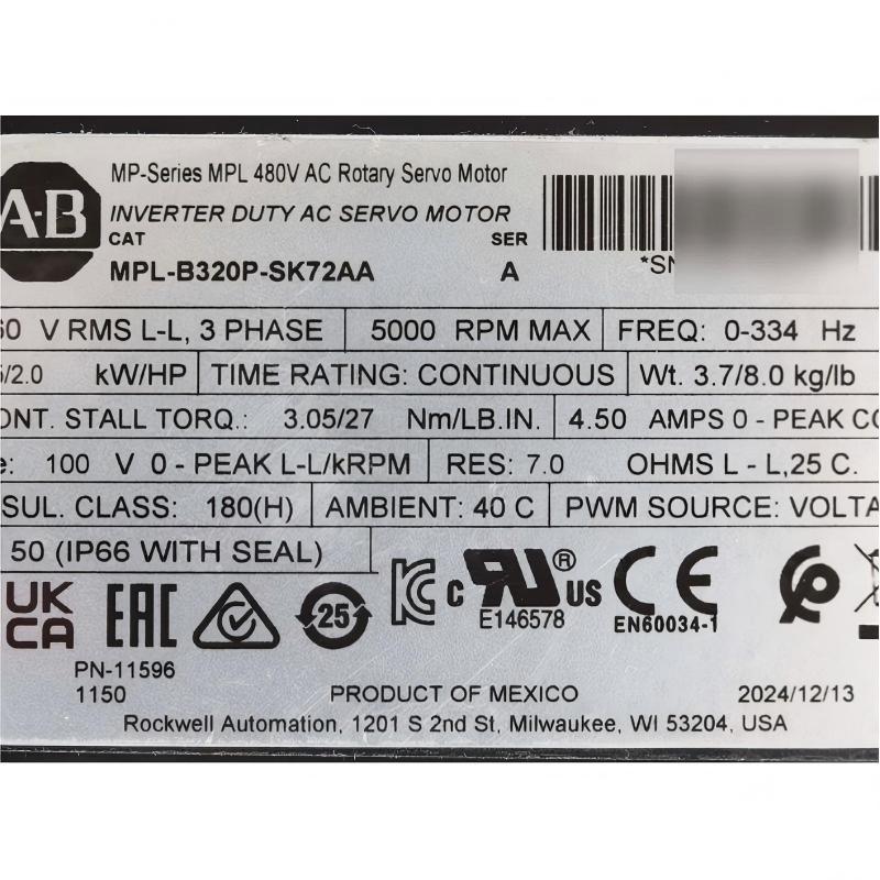 Allen Bradley MPL-B320P-SK72AA Servo Motor