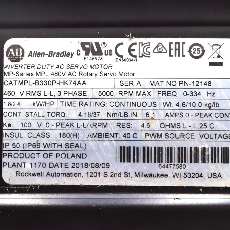 Allen Bradley MPL-B330P-HK74AA Servo Motor