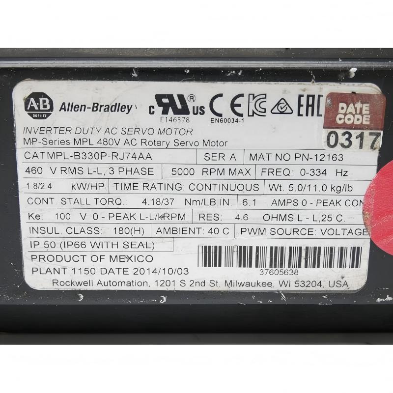 Allen Bradley MPL-B330P-RJ74AA Servo Motor