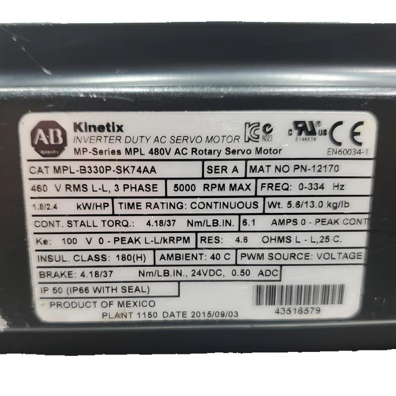 Allen Bradley MPL-B330P-SK74AA Servo Motor