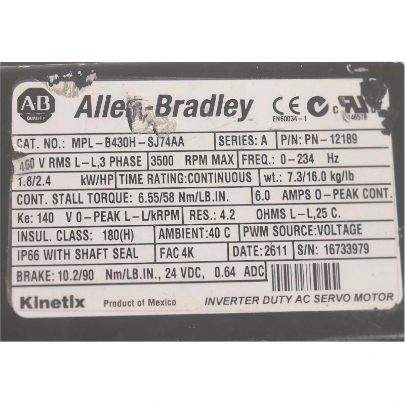 Allen Bradley MPL-B430H-SJ74AA Servo Motor