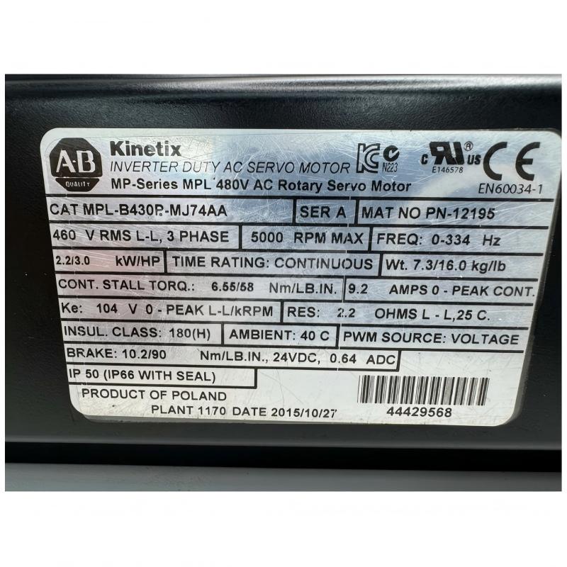 Allen Bradley MPL-B430P-MJ74AA Servo Motor