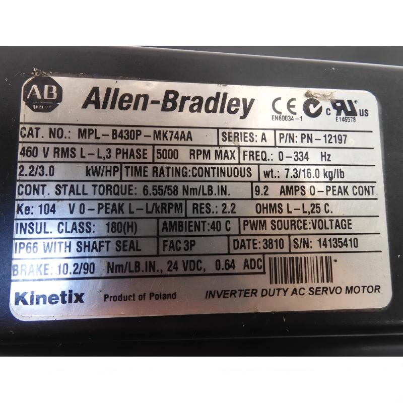 Allen Bradley MPL-B430P-MK74AA Servo Motor