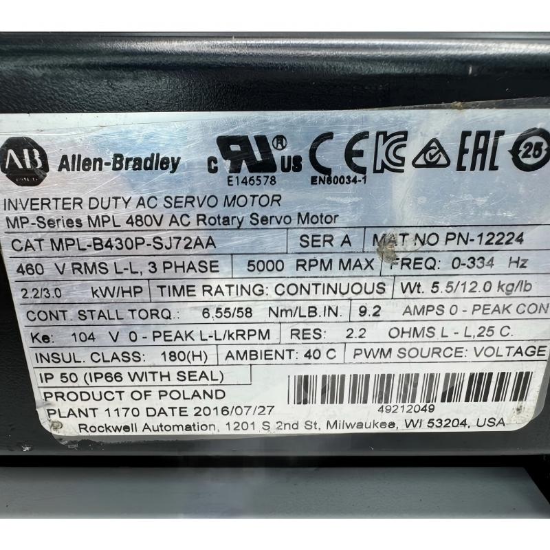Allen Bradley MPL-B430P-SJ72AA Servo Motor