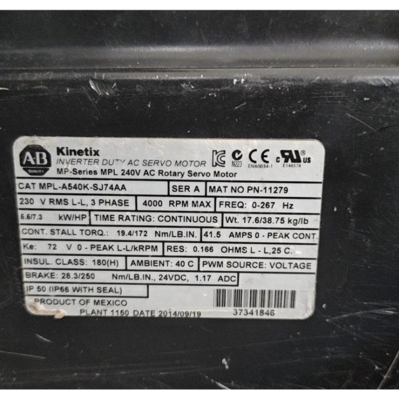 Allen Bradley MPL-A540K-SJ74AA Servo Motor