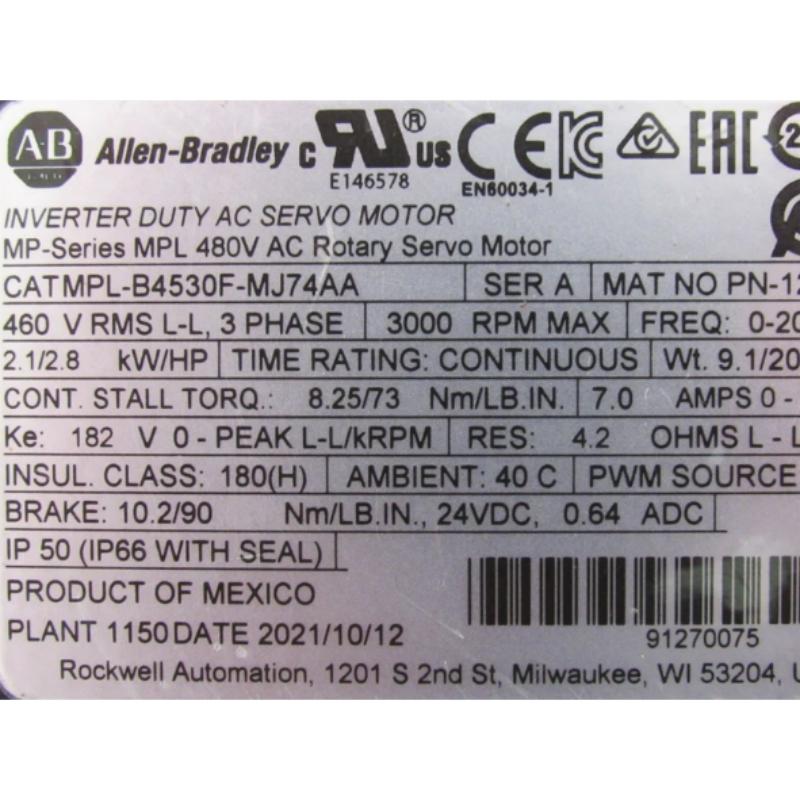 Allen Bradley MPL-B4530F-MJ74AA Servo Motor