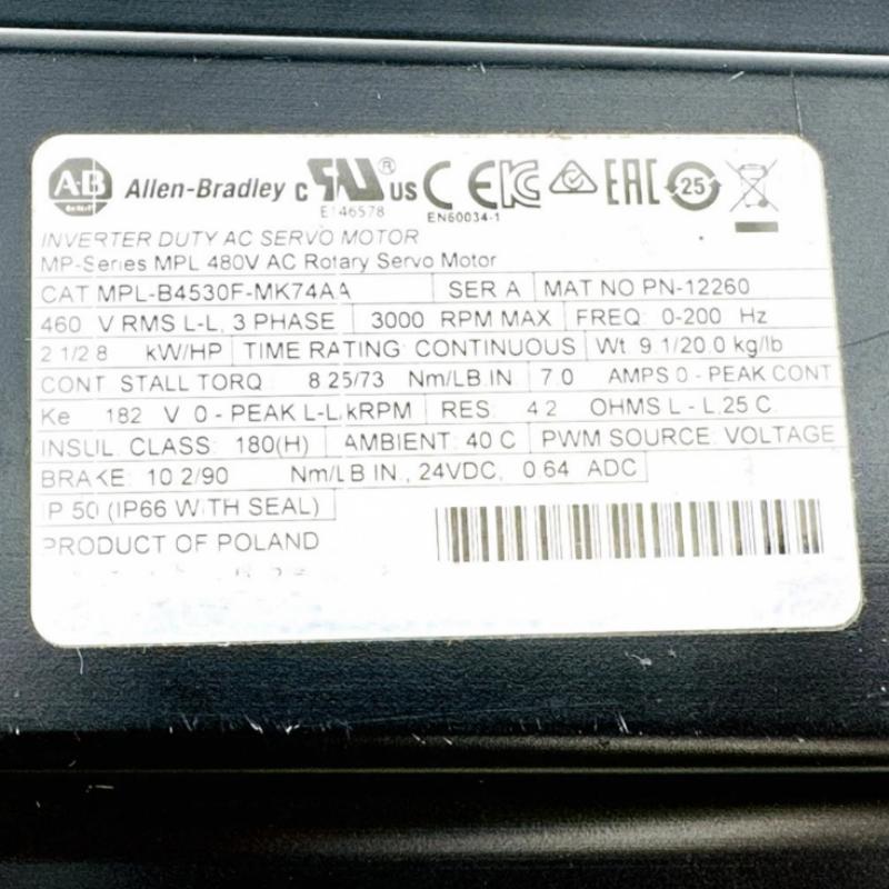 Allen Bradley MPL-B4530F-MK74AA Servo Motor