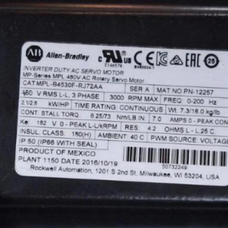 Allen Bradley MPL-B4530F-RJ72AA Servo Motor