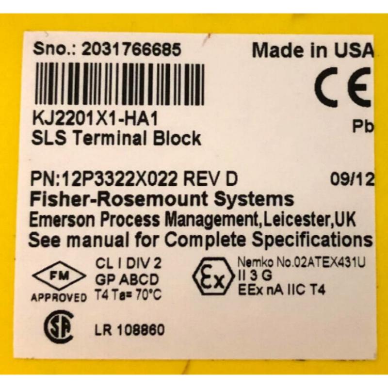 Emerson KJ2201X1-HA1 Terminal Block