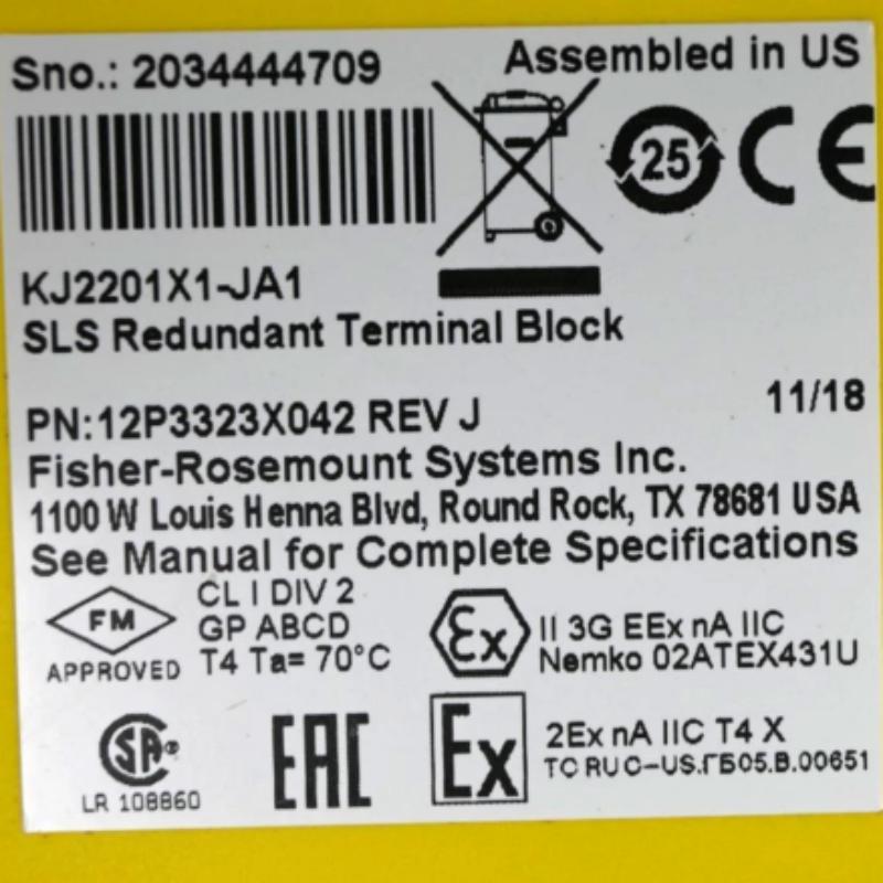 Emerson KJ2201X1-JA1 Redundant Terminal Block