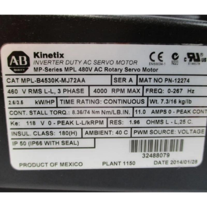 Allen Bradley MPL-B4530K-MJ72AA Servo Motor