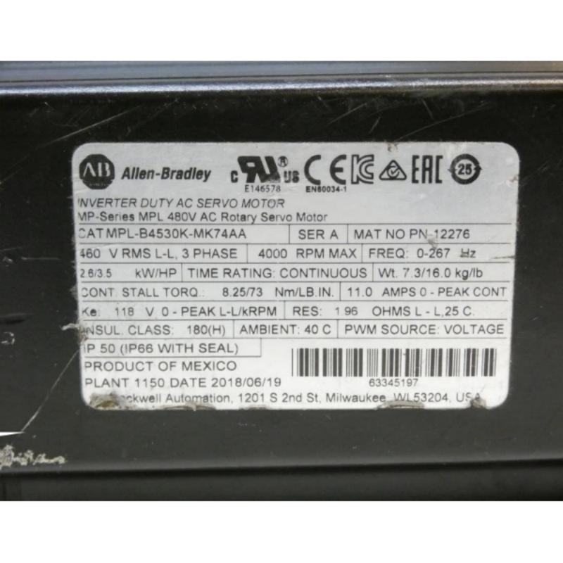 Allen Bradley MPL-B4530K-MK74AA Servo motor