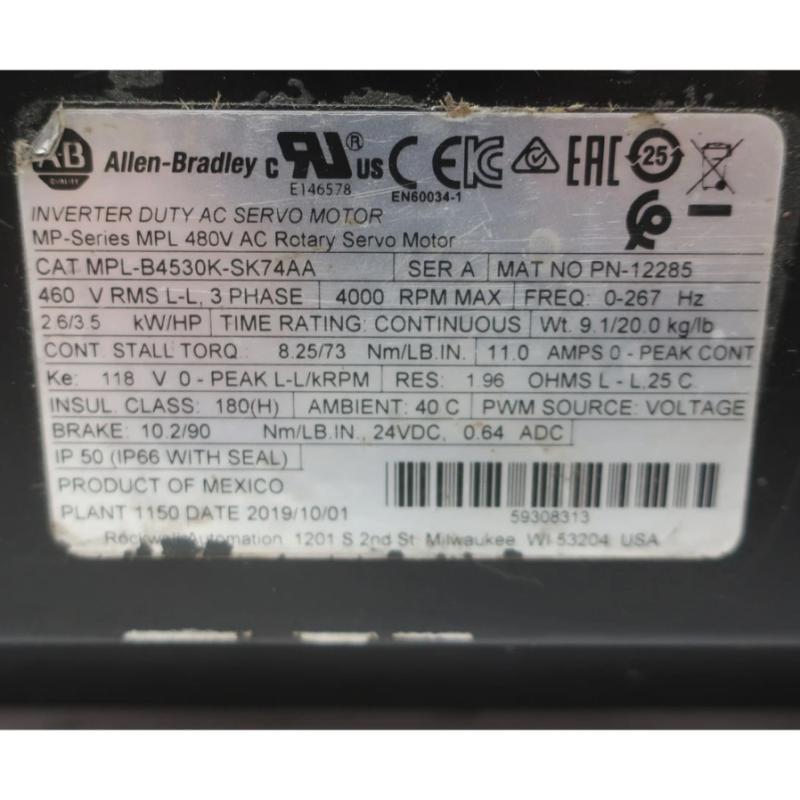 Allen Bradley MPL-B4530K-SK74AA Servo Motor