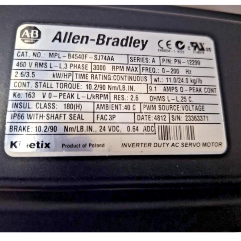 Allen Bradley MPL-B4540F-SJ74AA Servo Motor