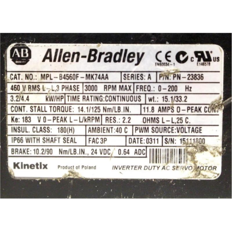 Allen Bradley MPL-B4560F-MK74AA Servo Motor