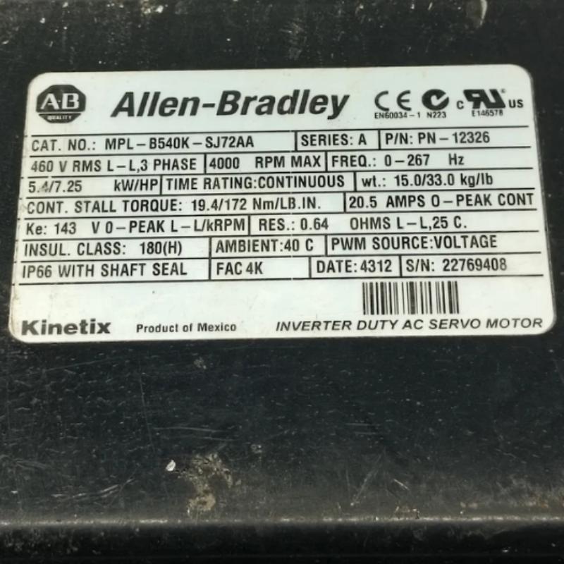 Allen Bradley MPL-B540K-SJ72AA Servo Motor
