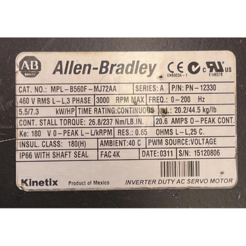Allen Bradley MPL-B560F-MJ72AA Servo Motor