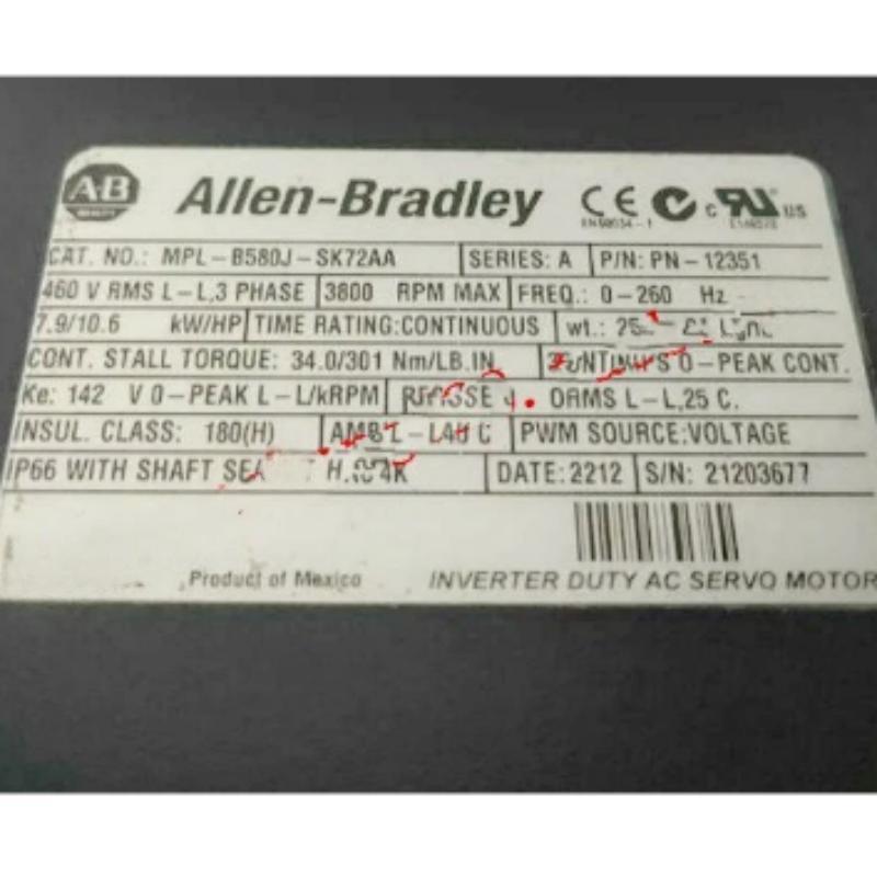 Allen Bradley MPL-B580J-SK72AA Servo Motor